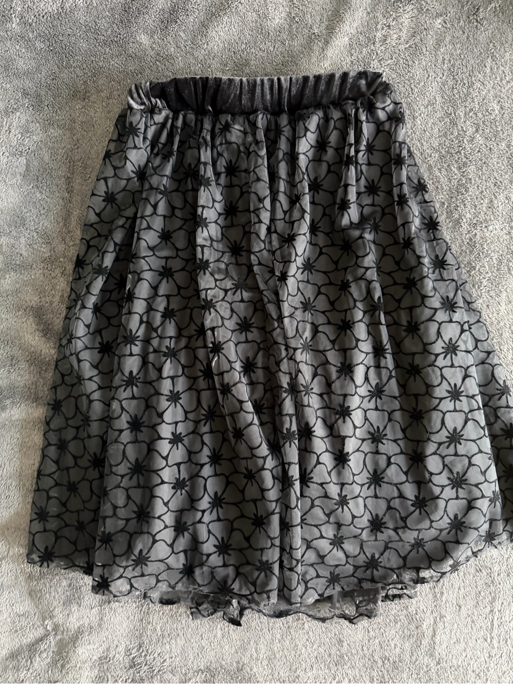 Draper James Black Floral Mesh Midi Skirt with Lining